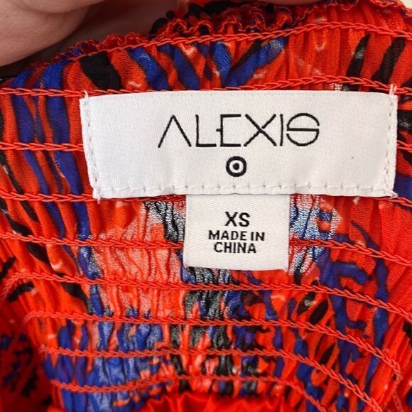 Alexis for Target Tropical Leaf Tie Strap Asymmetrical Dress Size XS - Picture 6 of 11